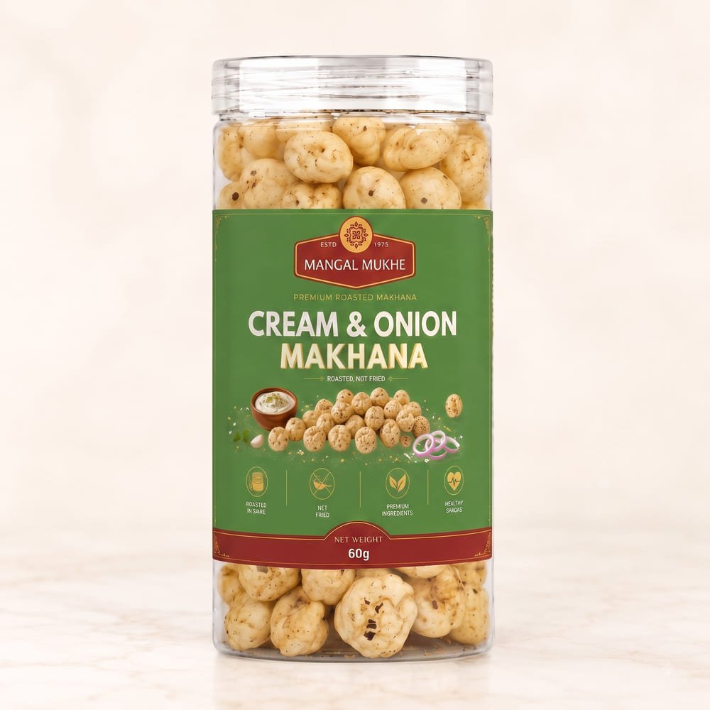 Cream & Onion Makhana — 60g jar, front of pack