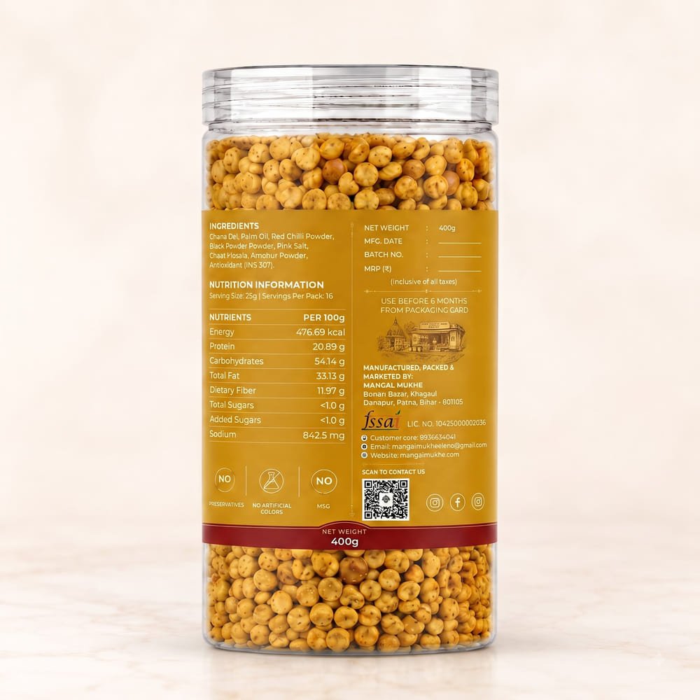 Chatpati Chana Dal — back of pack showing ingredients and nutrition